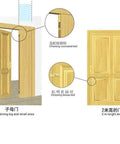 Diagram showing Two Pack Concealed Slide Door Lock And Eight Inch Flush Bolt Guard on wooden doors, illustrating installation and usage.