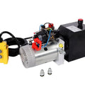 Yaton 12V Hydraulic Power Unit Double Acting Pump Features Steel Oil Reservoir And DC Electric Motor With 0.91 Gpm Flow Rate for car lift and dump trailer.