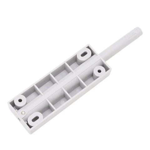 Magnetic Touch Push Open Latch With Adjustable 30 To 50 Newtons Suction for cabinets, made of ABS and stainless steel, top view.