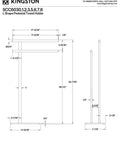 Edenscape Freestanding Towel Rack With Double Nearly 18 Inch Bars Polished Chrome Solid Steel Build No-Slip Weighted Base Diagram