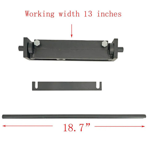 13 Inch Steel Bending Brake Sheet Metal Bender Tool For DIY Home Workshop, showing main components with measurements.