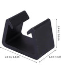 4 Pack Sofa Connector Clips For Easy Furniture Fastening shown in black plastic, simple shape, dimensions included.