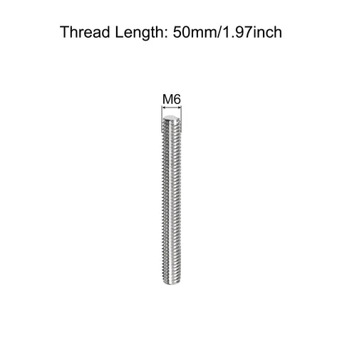 Meccanixity M6 fully threaded rod, 50mm length, 1.0mm pitch, 304 stainless steel, right-hand thread