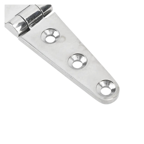 Close-up of stainless steel T-hinge from Self Closing Reversible Door Hinge 4 Piece Set Heavy Duty T Hinge Stainless Steel Rock Solid Built To Last Durable Hardware For Interior Doors Cabinets And More Smooth Bearing Quiet Easy Open Close