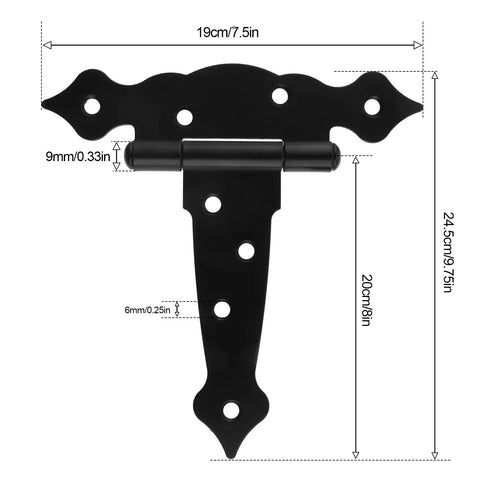 Heavy Duty 8 Inch Black Barn Door Hinge Strap Hinges For Sheds Gates And Wooden Fences With Screws Decorative Hardware
