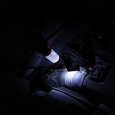 Must Have Emergency Roadside LED Flares Kit With Magnetic Base And Detachable Stand illuminating engine at night