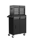 Mobile Tool Center On Wheels Rolling Garage Workshop Organizer With Detachable Five Drawer Chest Steel Construction Powder Coated Rustproof And Scratch Resistant Liners For Easy Access In Your Garage Shop Warehouse Or Repair Center Black, black steel cart