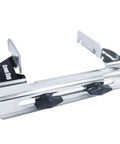 Rock Solid Crown Molding Stop And Dead Simple Workpiece Guide Replacement Accessory For DeWalt Miter Saw hefty steel bracket at an angle.