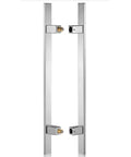24 Inch Solid Stainless Steel Push Pull Door Handle Set With Heavy Duty Commercial Grade 304 Standoffs Ideal For Barn Doors And Glass Panels Mirror Polished Chrome Finish Durable Mounting And Weather Resistant Build, front view
