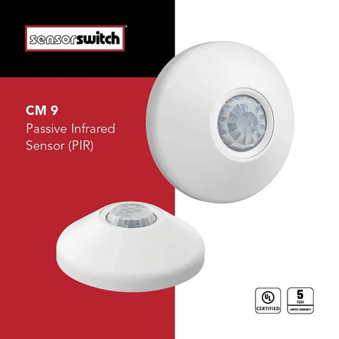 Ceiling Motion Sensor For Open Offices And Classrooms, 360 Degree PIR Occupancy Sensor, white circular design in packaging