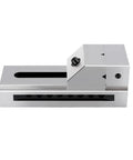 Heavy Duty Manual Vise Built Like A Tank With 2.5 To 3.5 Inch Jaw Capacity Deadlock Precision Grip For Square Stock Rapid Locking System Compatible With Cnc Lathes And Milling Machines, shown from the side.