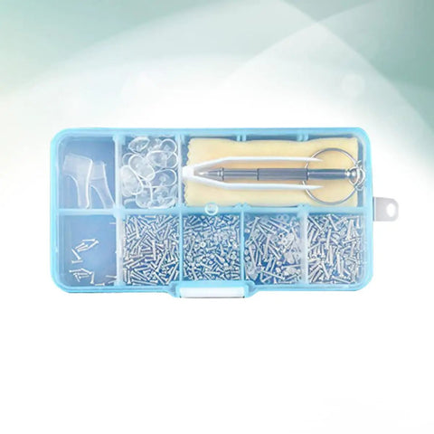 Self Repairing Glasses Kit Eyewear Maintenance Tool For Sunglasses And Eyeglasses DIY Ready Easy To Install Accessories For Quick Repairs Nose Pads And Replacement Parts in sky-blue box with tools and screws