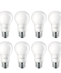 8-pack LED Basic Frosted A19 Light Bulbs Non Dimmable EyeComfort Technology 800 Lumens Soft White 2700K 8.5W E26 Base
