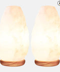 Crystal Salt Lamp Night Light 2 Pack With Hand Curved Bases And Neem Wood Stand 5 To 7 Pounds Each ETL Certified Patented Touch Dimmer