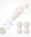 26 Piece Cooler Hinge And Latch Kit Replacement Pack For Ice Chest And Freezer Includes Hinges Latches Screws Drain Plugs Rubber Plugs And All The Essential Accessories For Quick Easy No Brainer Repair And Refit showing white drain plugs and associated components