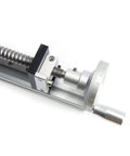 Close-up of 200mm Manual Linear Motion Actuator With Parallel-Jaw Vice Sliding Table Ball Screw Rail Kit GDAE10 Stroke Module.