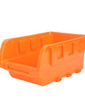 Wall Mounted Hardware Storage Bins Set With 8 Stackable Bins And 3 Tracks For Garage Organization, close-up of an orange bin