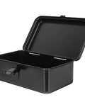 Open Everyday Handy Portable Tool Storage Case For Home And Car Tools Lockable Metal Toolbox With Built In Organizer, black metal