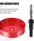 4.5-inch hole saw with arbor; red bimetal cutter for metal/wood/plastic (2-piece set)
