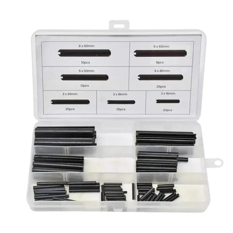 Roll Pin Set With 120 Pieces Elastic Cylindrical Cotter Pins In Carbon Steel Hollow Slotted Spring Pin Positioning Assortment Kit For Replacement And Automotive And DIY Projects in case