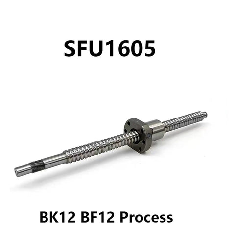 SFU1605 Ball Screw With End Machined Flange Single Ballnut BK BF12 Support For CNC Linear Motion 200mm To 800mm Travel