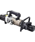 1800W Portable Electric Hydraulic Rebar Bender with positioning bolt, compact design, ideal for steelwork on small job sites.