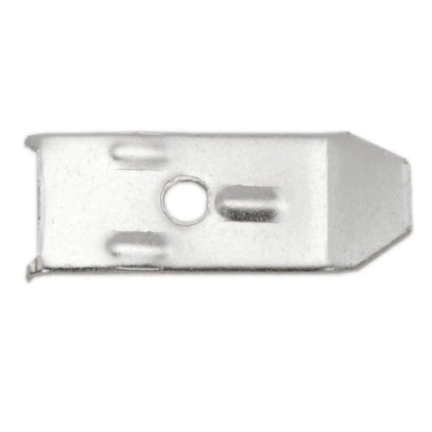 Close-up of a silver metal table leaf leveler used in Premium Heavy Duty 12 Pack Table Leaf Levelers With Matching Screws For Extension Tables Built Like A Tank And Rock Solid For Humid Indoor Or Outdoor Residential Setups.