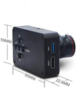 Slick 4K HDMI USB Camera With Crisp 1080P Streaming And Dead Simple Plug And Play Setup side view showing size and lens.