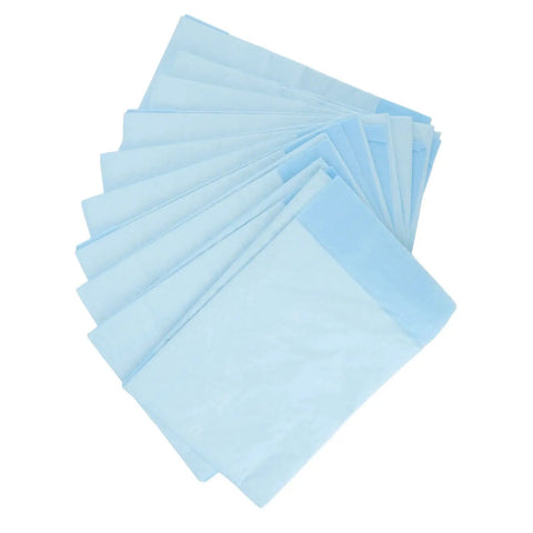 Extra Thick Multi Layer No Sweat Adult Bed Pads For Incontinence Leak Proof Underpads Premium Heavy Duty Soft Absorbent Disposable Liners For Elderly Comfort in blue, showcasing multiple pads stacked.