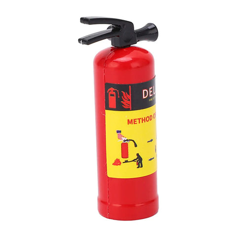 Dope Scale RC Car Fire Extinguisher Prop lightweight portable rescue gear realistic red decor solid build for axial scx10 wpl mn rock crawlers, close-up view.
