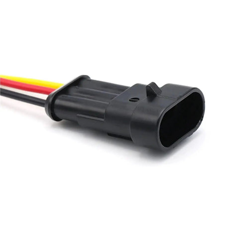 Solid As A Rock Premium Automotive Waterproof Connector Plugs with three pre cut wires for car wiring projects.