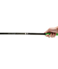 Hand holding Pro Grade Serpentine Belt Tool Set with 3/8 Drive Handle showing long steel bar and green grip