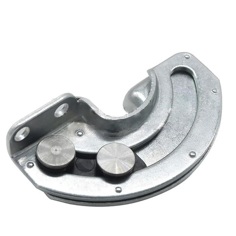 Close-up of stainless steel concealed cabinet door hinge, round torque, semi-circular internal swivel, 2 pcs