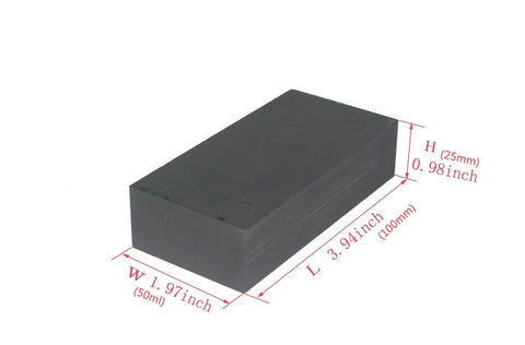 Pro Grade EDM Graphite Plate Ingot With Smooth Polished Surface, 100 X 50 X 25 MM, shown with measurement annotations