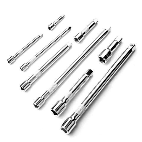 Ultimate 16-Inch Chrome Socket Extension Kit With 4 Adapters And 3 Universal Joints For 1/4 3/8 And 1/2 Inch Drive Auto Garage Repair Projects That Hit The Spot, chrome steel extensions