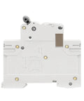 Pro Grade 2 Pole MCB DIN Rail Circuit Breaker With Heavy Duty 40 Amp C Curve Trip back view, textured surface, wiring ports.