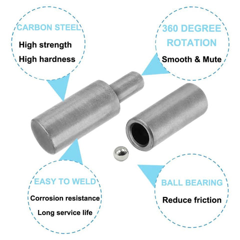 SRNETKJ 4-pack 4-inch weld-on bullet hinges, steel with 1/2-inch pin for heavy-duty gates and doors
