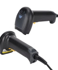 Handheld Barcode Scanner 2D Code Reader, Wired Universal QR And Barcode Scanner For Android, close-up view on white background