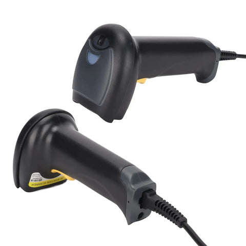 Handheld Barcode Scanner 2D Code Reader, Wired Universal QR And Barcode Scanner For Android, close-up view on white background