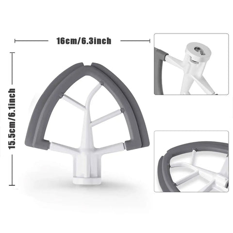 Game-Changing Flex Edge Beater for Tilt-Head Stand Mixers with silicone edge and die-cast aluminum for 4.5-5 quart bowls.