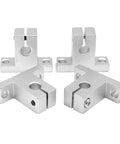 Aluminum linear rail mounting blocks and end brackets, four-piece rod rail support set