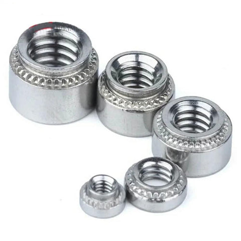 M3 Self Clinching Nuts 200 Piece Pack Featuring Bulletproof Serrated Grip For Zero Loosening And Rock Solid Stability Quick Press In Installation For Server Racks And Heavy Machinery Hardware. Group of precision threaded inserts in various sizes.