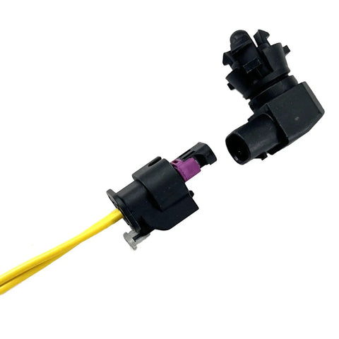 Straight Shot Ambient Air Temperature Sensor With Pigtail Wire Harness Direct Replacement For Cadillac Buick Gmc Trucks close-up view of connectors