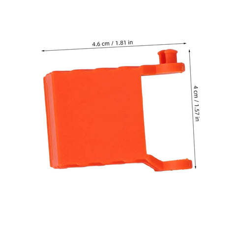 Side view of orange clamp block measuring 4.6 cm by 4 cm, part of Four Pack Ratchet Band Clamp Blocks For Woodworking