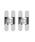 2 Pack Hidden Door Hinges 7 Inch Heavy Duty 180 Degree Swing 3D Concealed Cross Hinge Zinc Alloy Sleek Invisible Silver