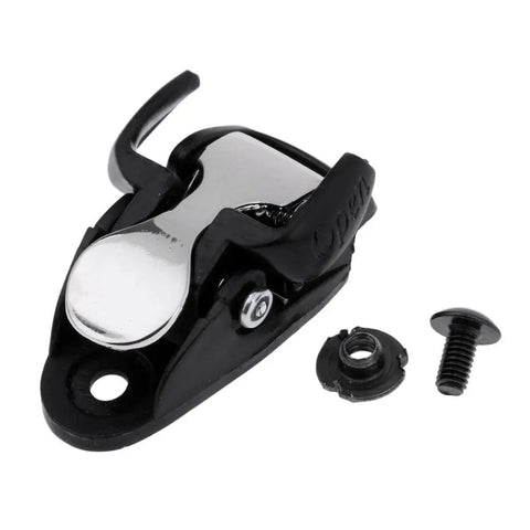 Replacement Inline Skates Buckle Clasp Kit For Connecting Straps Lightweight Portable Repair Accessory For Inline Quad Outdoor Skating Quick Install Easy Snap No Tools Needed Durable PP Material kit in black with screw and nut.