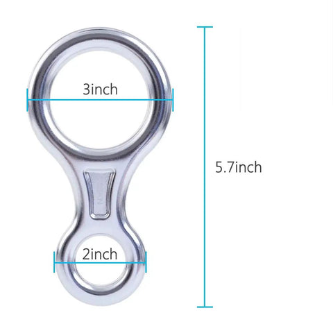 Figure 8 Descender For Climbing And Belay Rigging, Heavy Duty Aluminum Alloy 35KN Rope Descender With Ears And Belay Slot, 5.7 inch