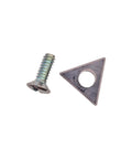 Negative Rake Carbide Brake Lathe Bit Kit For Ammco Lathes Fits Models 1000 2000 2002 3000 4000 4100 7000 7700 And 3850 6900 6950 Twin Pack Of 10 Built To Last Carbide Inserts For Long-Lasting Machining, showing a single carbide insert and screw close-up.