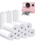 Kids Instant Camera Print Paper Refill 10 Rolls BPA Free Safe Thermal Paper For Kids Instant Camera 3.8 X 2.2 Inches Non Toxic Odorless No Toner Easy To Use Photo Paper For Crafty Memories stacked with pink kids instant camera