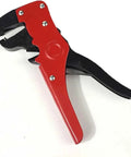 Heavy Duty Wire Strippers And Electrician Cutters, red and black hand tool for easy cable stripping and pinching.